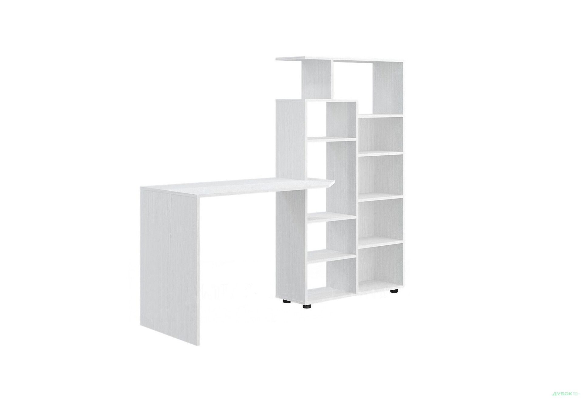 Зображення 1 - Стіл комп'ютерний Київський стандарт КС-08 171x60 см зі стелажем Колір корпусу: білий структурний new, збірка права 