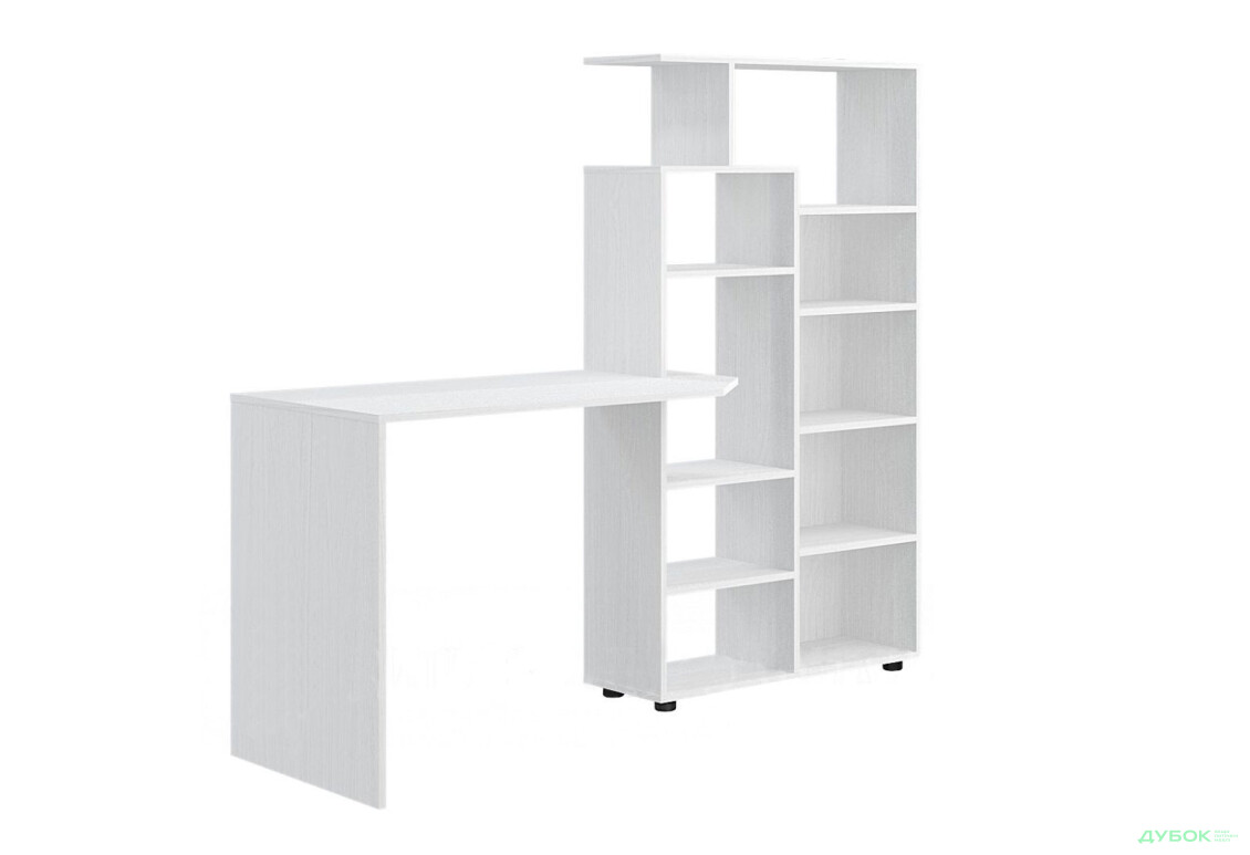 Стіл комп'ютерний Київський стандарт КС-08 171x60 см зі стелажем Колір корпусу: білий структурний new, збірка права 