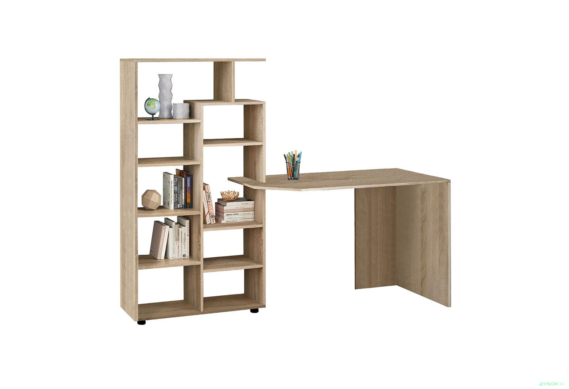 Изображение 1 - Стол компьютерный Киевский стандарт КС-08 171x60 см со стеллажом Цвет корпуса: дуб сонома, сборка левая