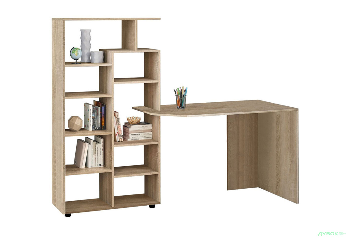 Стол компьютерный Киевский стандарт КС-08 171x60 см со стеллажом Цвет корпуса: дуб сонома, сборка левая