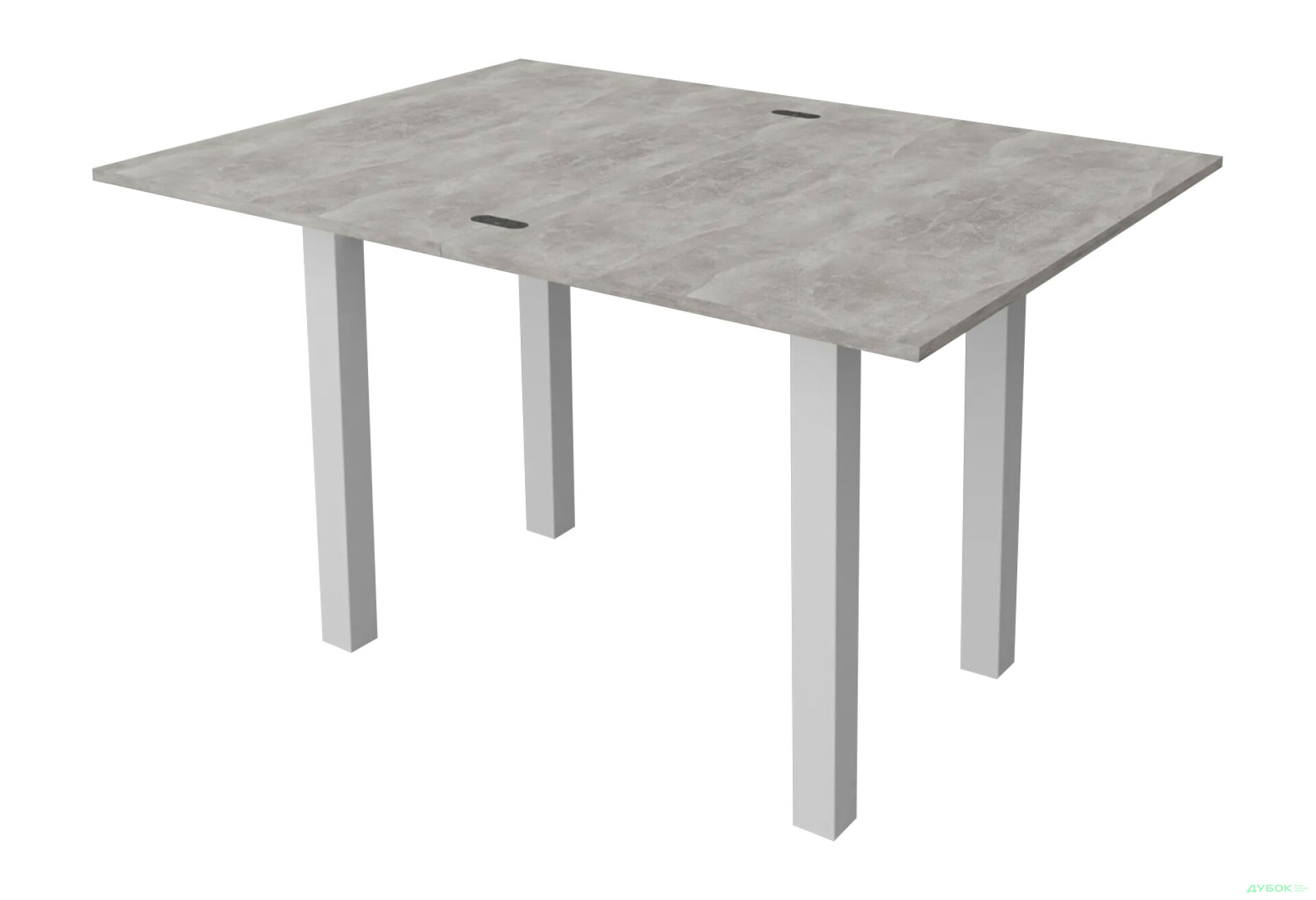 Фото 3 - Стол обеденный Неман Юк 88x58 см розкладний бетон, ножки белый