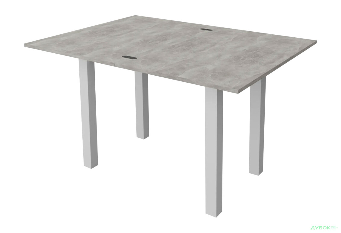 Фото 3 - Стол обеденный Неман Юк 88x58 см розкладний бетон, ножки белый