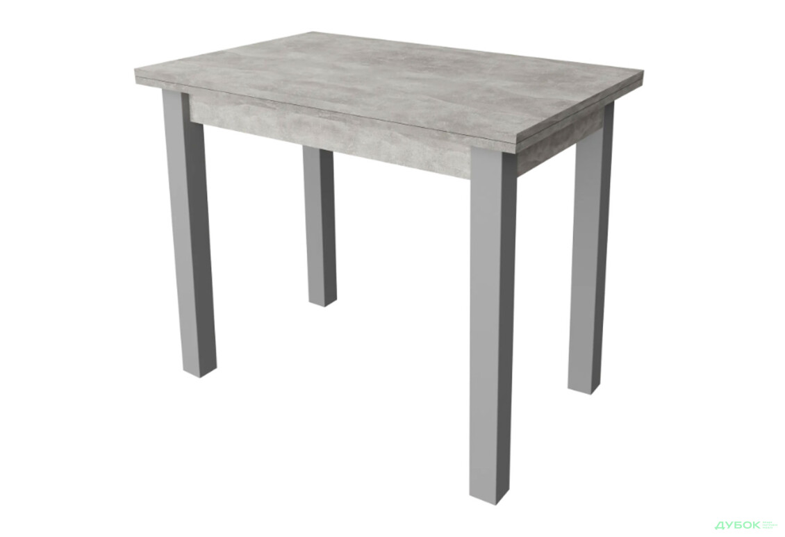 Стол обеденный Неман Юк 88x58 см розкладний бетон, ножки серый