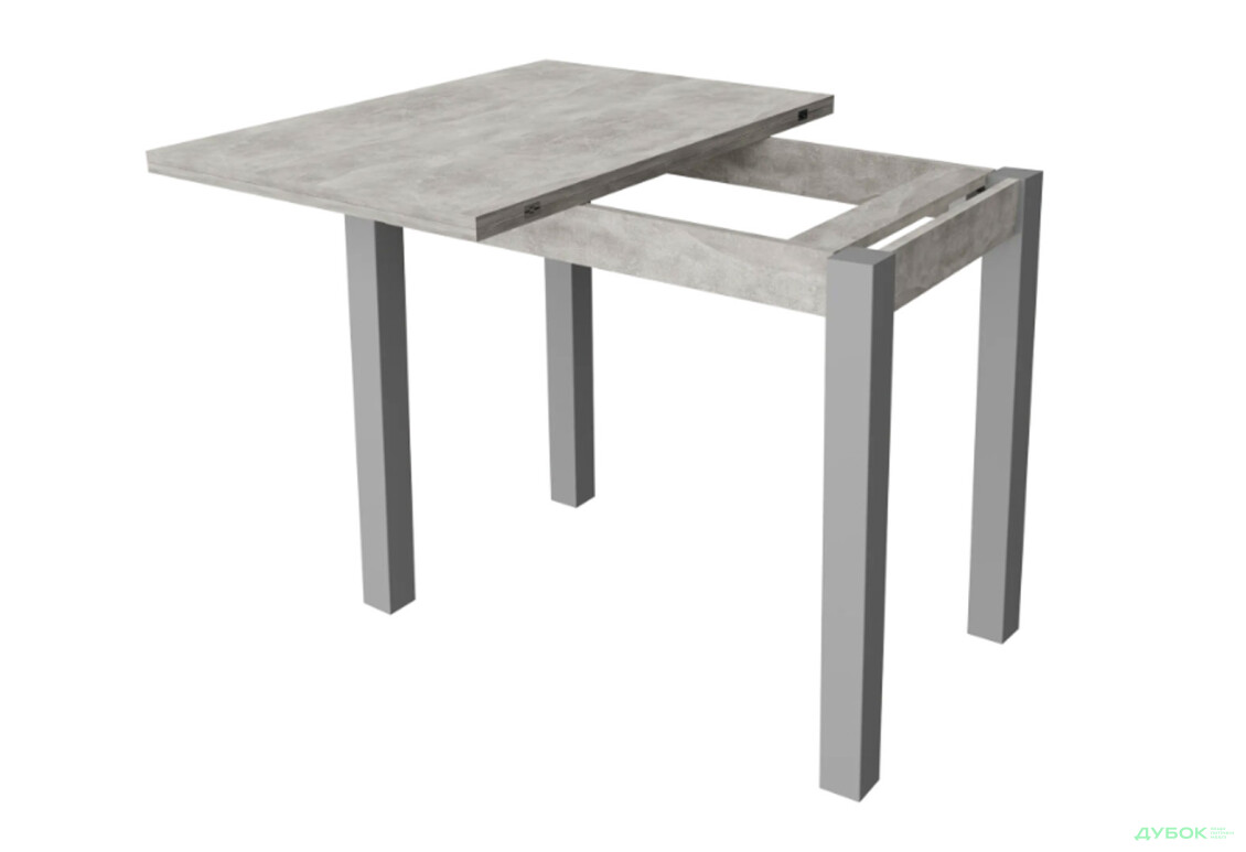 Фото 2 - Стол обеденный Неман Юк 88x58 см розкладний бетон, ножки серый