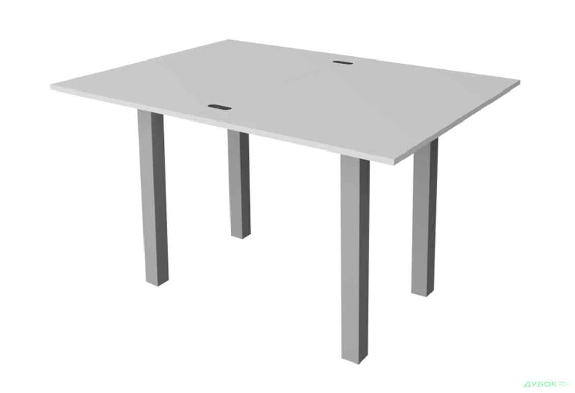 Фото 3 - Стол обеденный Неман Юк 88x58 см розкладний белый, ножки серый