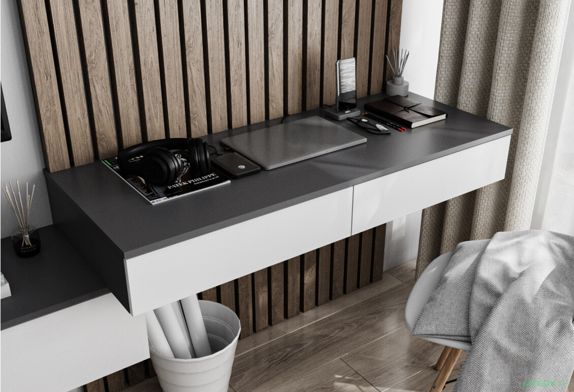 Стол письменный Moreli Т222 подвесной с 2 ящиками 120x50 см антрацит / белый