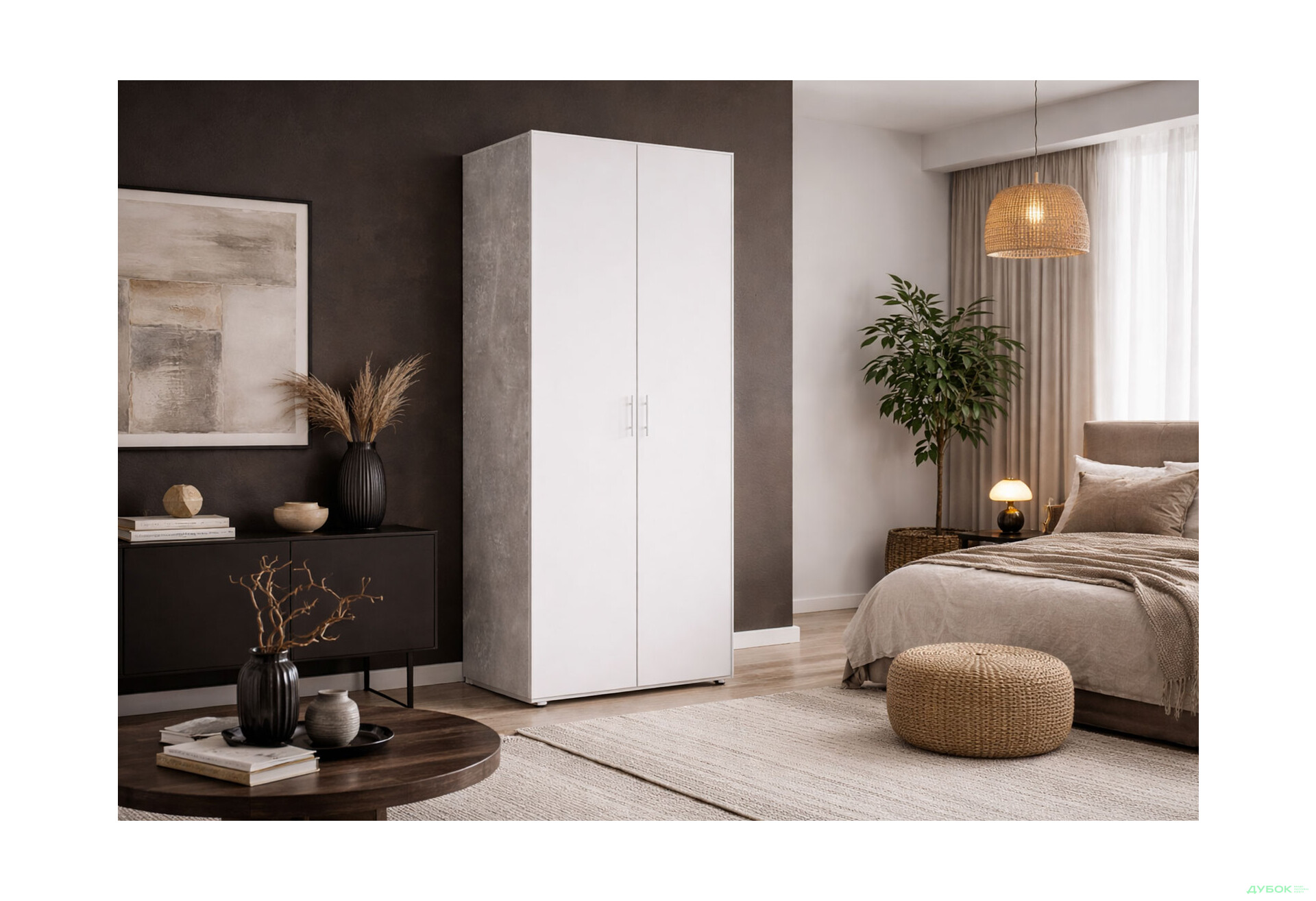 Зображення 2 - Шафа Київський стандарт КС 2-дверна 80 см бетон / німфеа альба