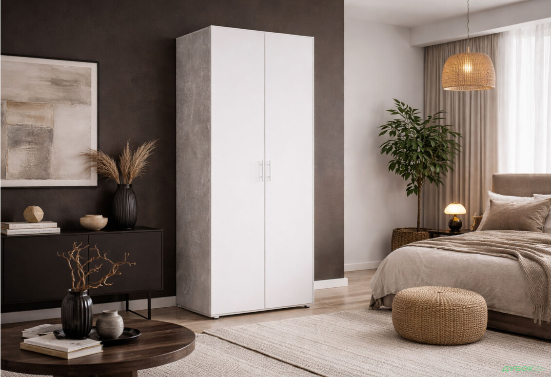 Зображення 2 - Шафа Київський стандарт КС 2-дверна 80 см бетон / німфеа альба