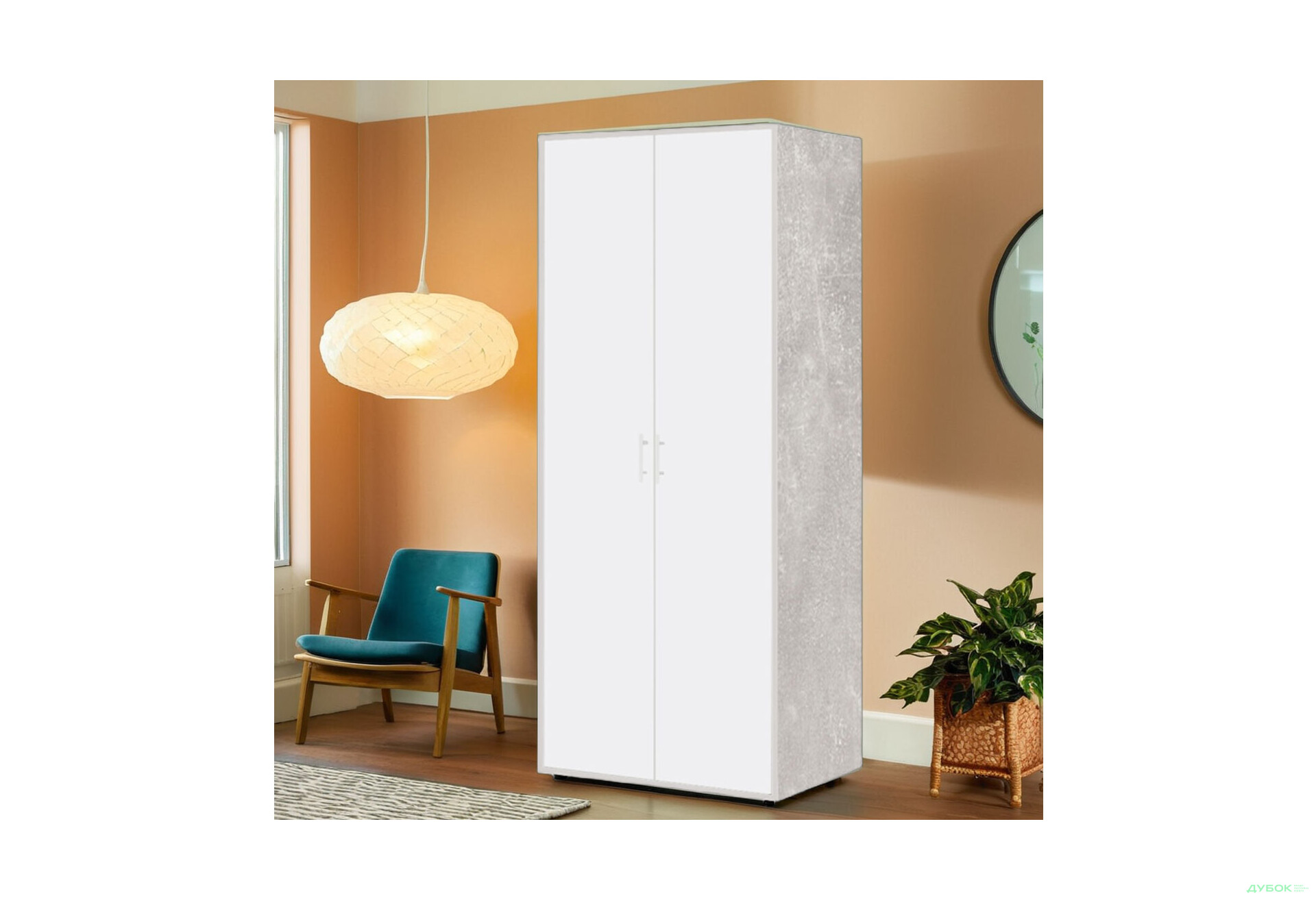 Зображення 2 - Шафа Київський стандарт КС 2-дверна 80 см бетон / німфеа альба