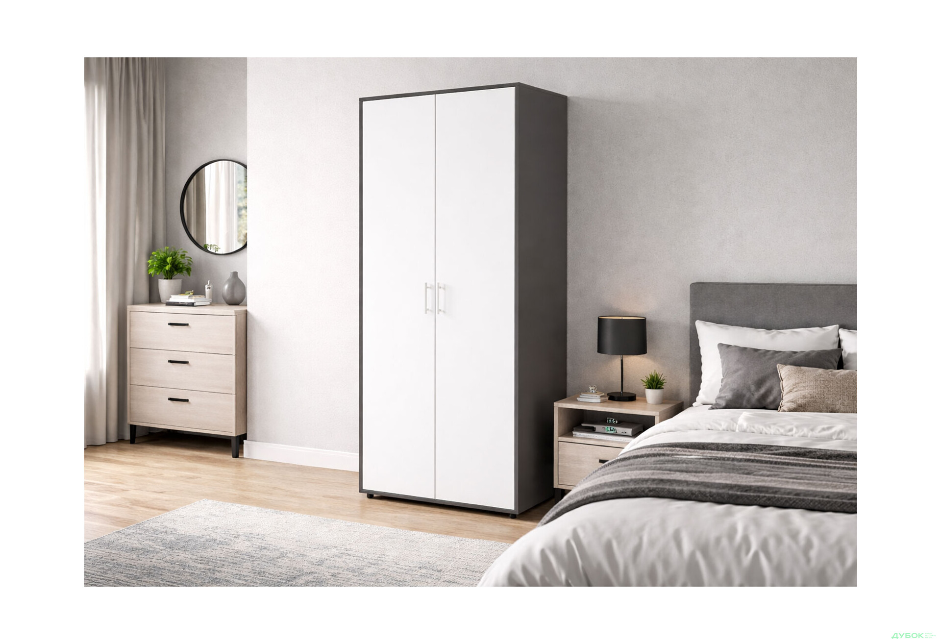 Изображение 2 - Шкаф Киевский стандарт КС 2-дверный 80 см антрацит / нимфеа альба