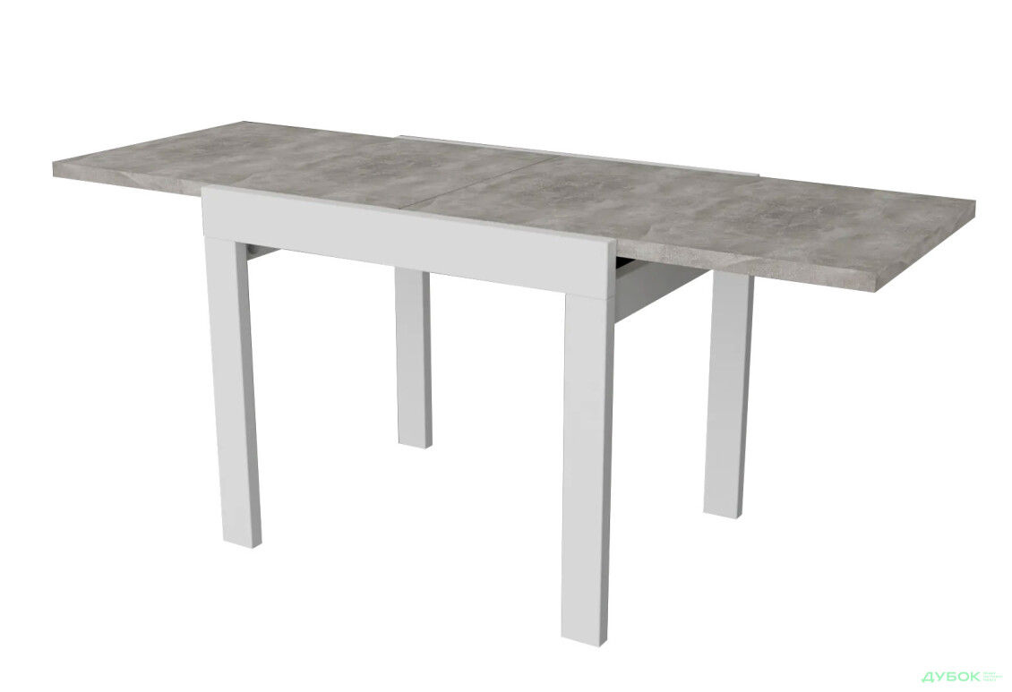 Фото 3 - Стіл обідній Неман Корс 89x69 см розкладний, бетон,ніжки білі