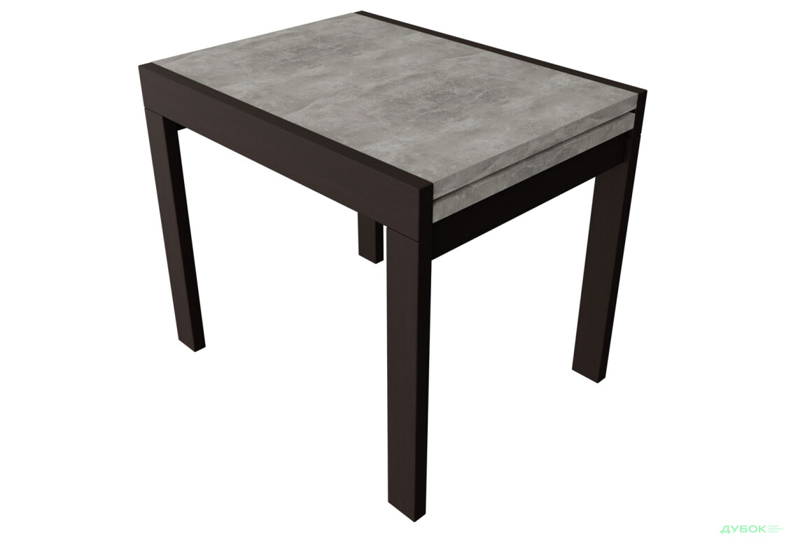 Стол обеденный Неман Корс 89x69 см розкладний, бетон, ножки венге