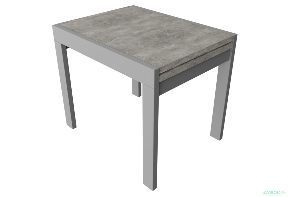 Стол обеденный Неман Корс 89x69 см розкладний, бетон, ножки серые