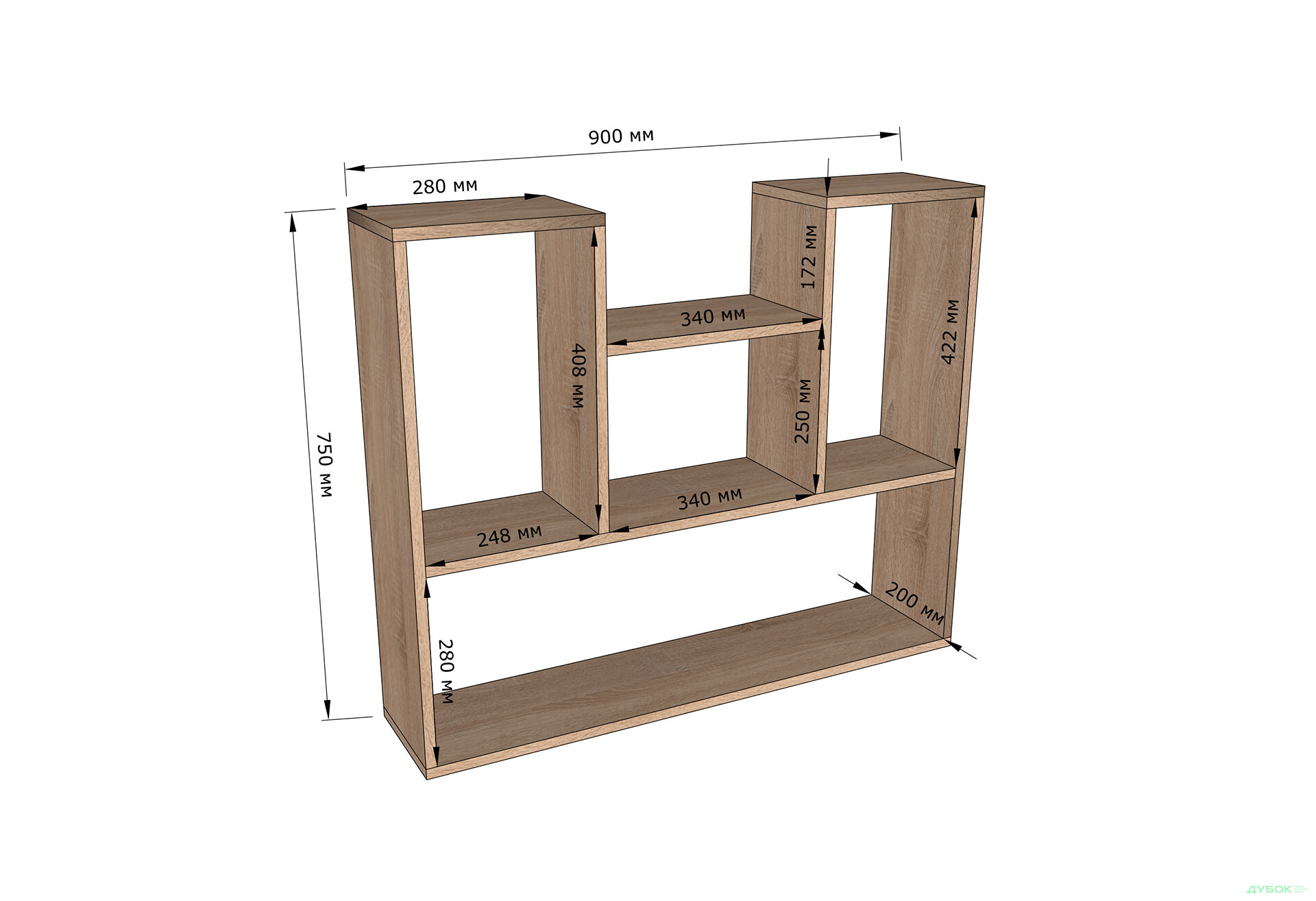 Изображение 3 - Полочка Moreli Т12 90 см, дуб сонома
