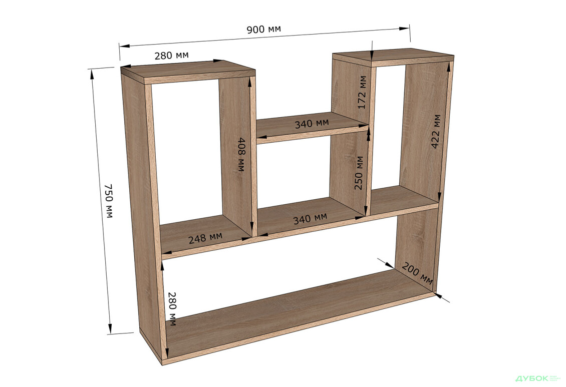 Изображение 3 - Полочка Moreli Т12 90 см, дуб сонома