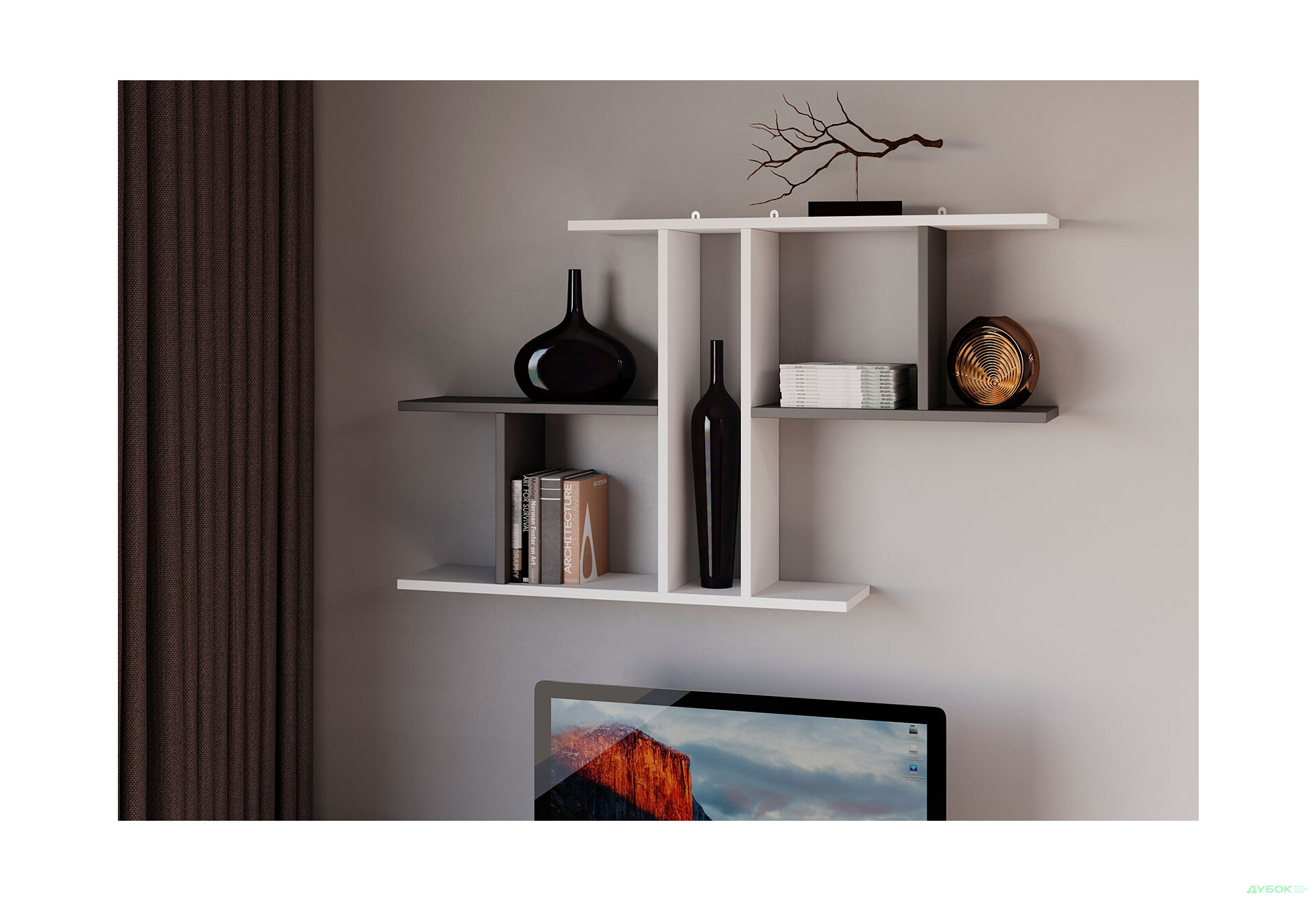 Зображення 2 - Поличка Moreli Т8 105 см, білий / антрацит