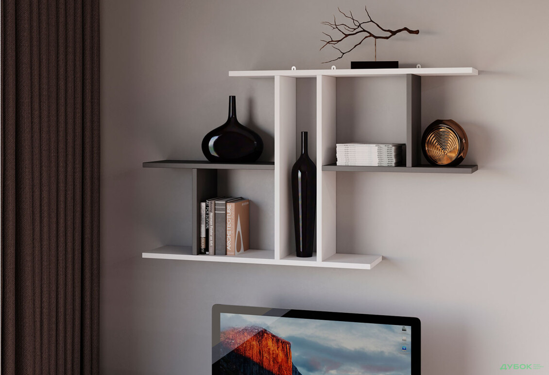 Зображення 2 - Поличка Moreli Т8 105 см, білий / антрацит