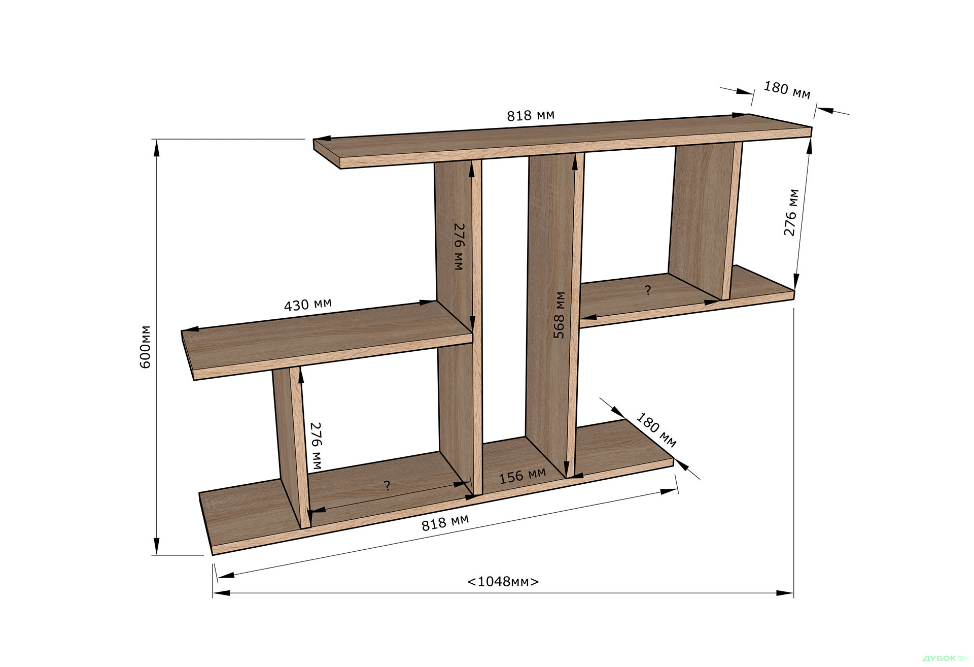 Поличка Moreli Т8 105 см, білий / дуб сонома - Зображення 3 Зображення 3 - Поличка Moreli Т8 105 см, білий / дуб сонома