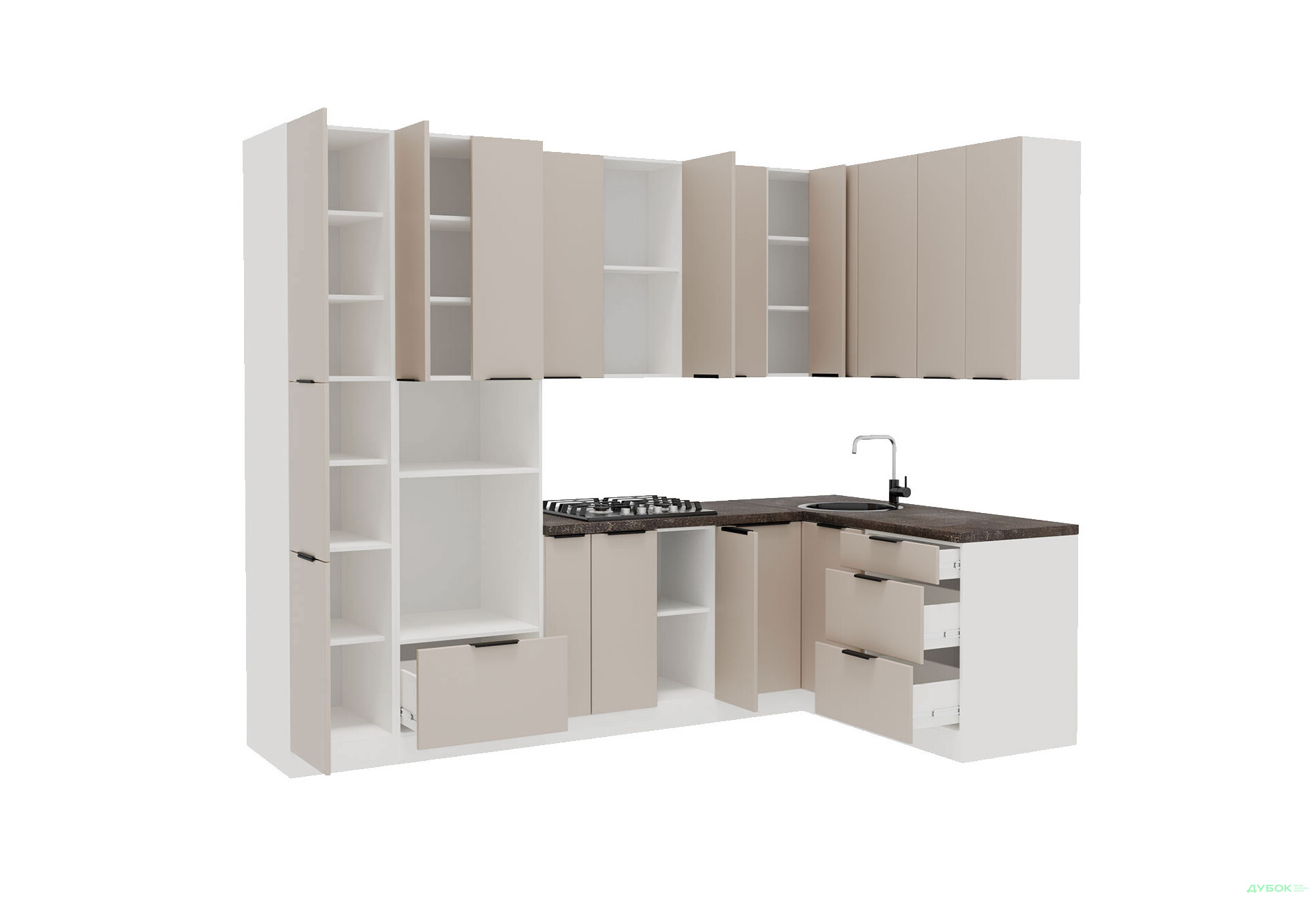 Кухня VIP-master Флет Люкс 1.6х2.8, бежевий мат - Зображення 3 Зображення 3 - Кухня VIP-master Флет Люкс 1.6х2.8, бежевий мат