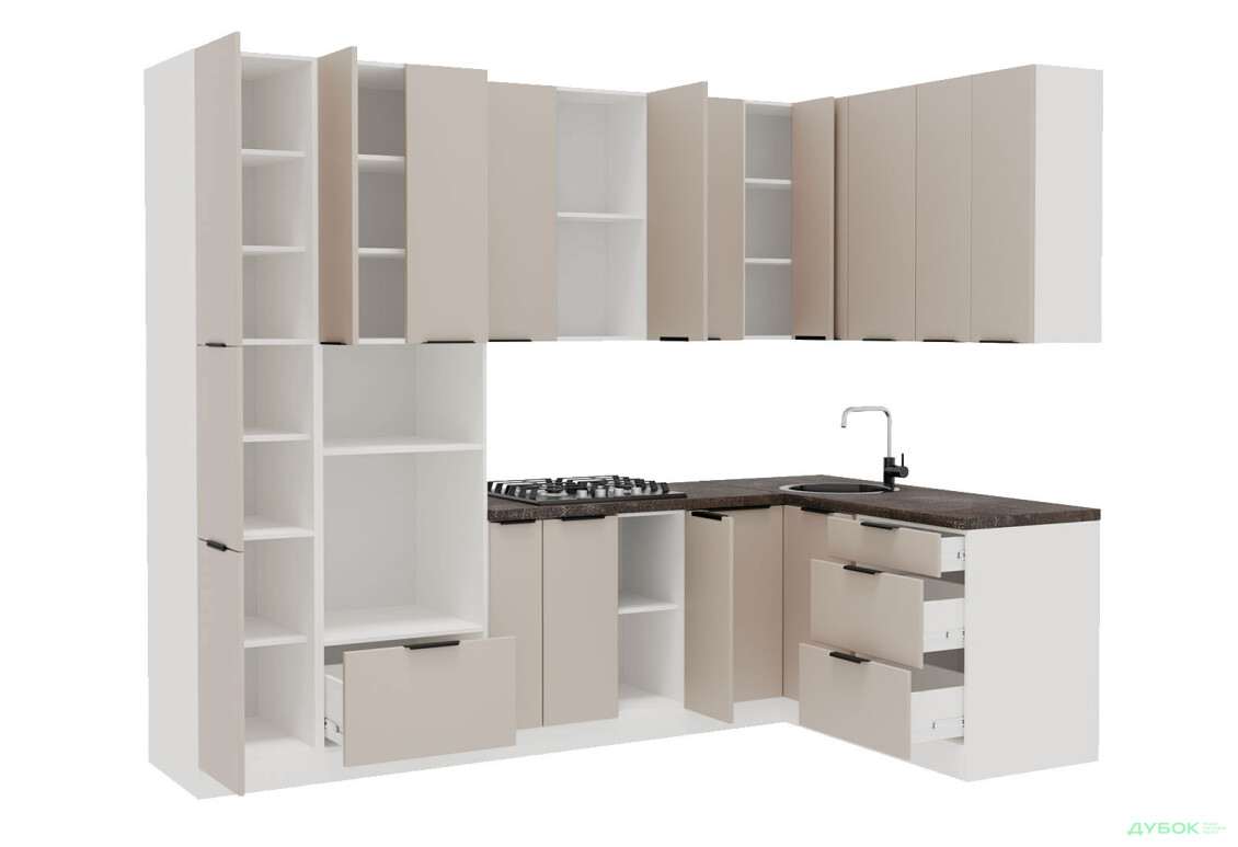 Кухня VIP-master Флет Люкс 1.6х2.8, бежевий мат - Зображення 3 Зображення 3 - Кухня VIP-master Флет Люкс 1.6х2.8, бежевий мат