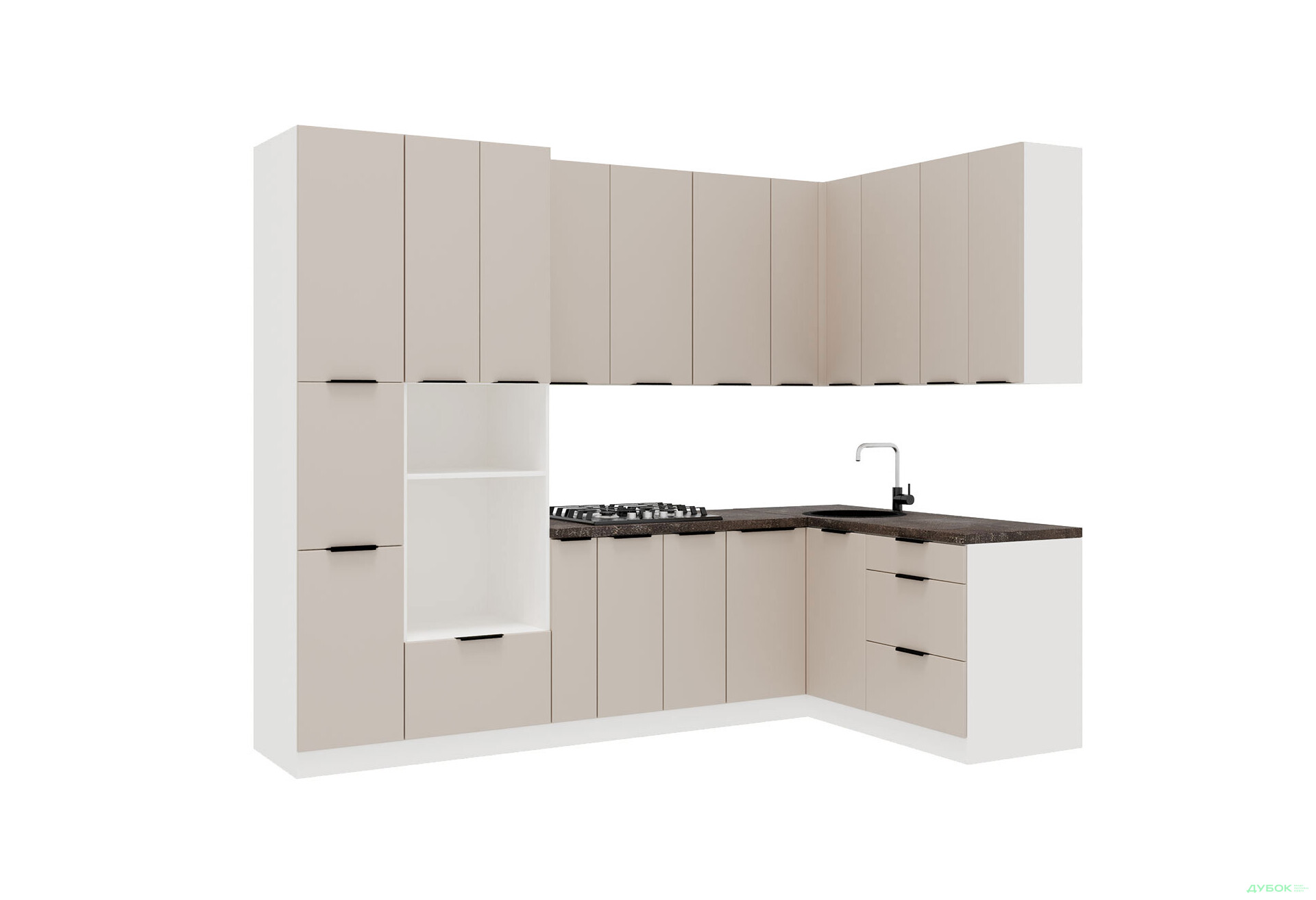 Кухня VIP-master Флет Люкс 1.6х2.8, бежевий мат - Зображення 2 Зображення 2 - Кухня VIP-master Флет Люкс 1.6х2.8, бежевий мат