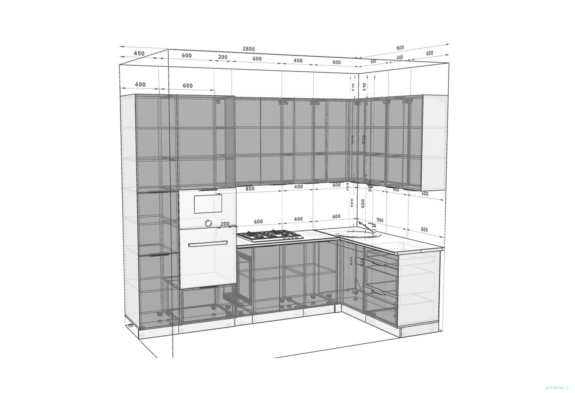 Кухня VIP-master Флет Люкс 1.6х2.8, бежевий мат - Зображення 4 Зображення 4 - Кухня VIP-master Флет Люкс 1.6х2.8, бежевий мат