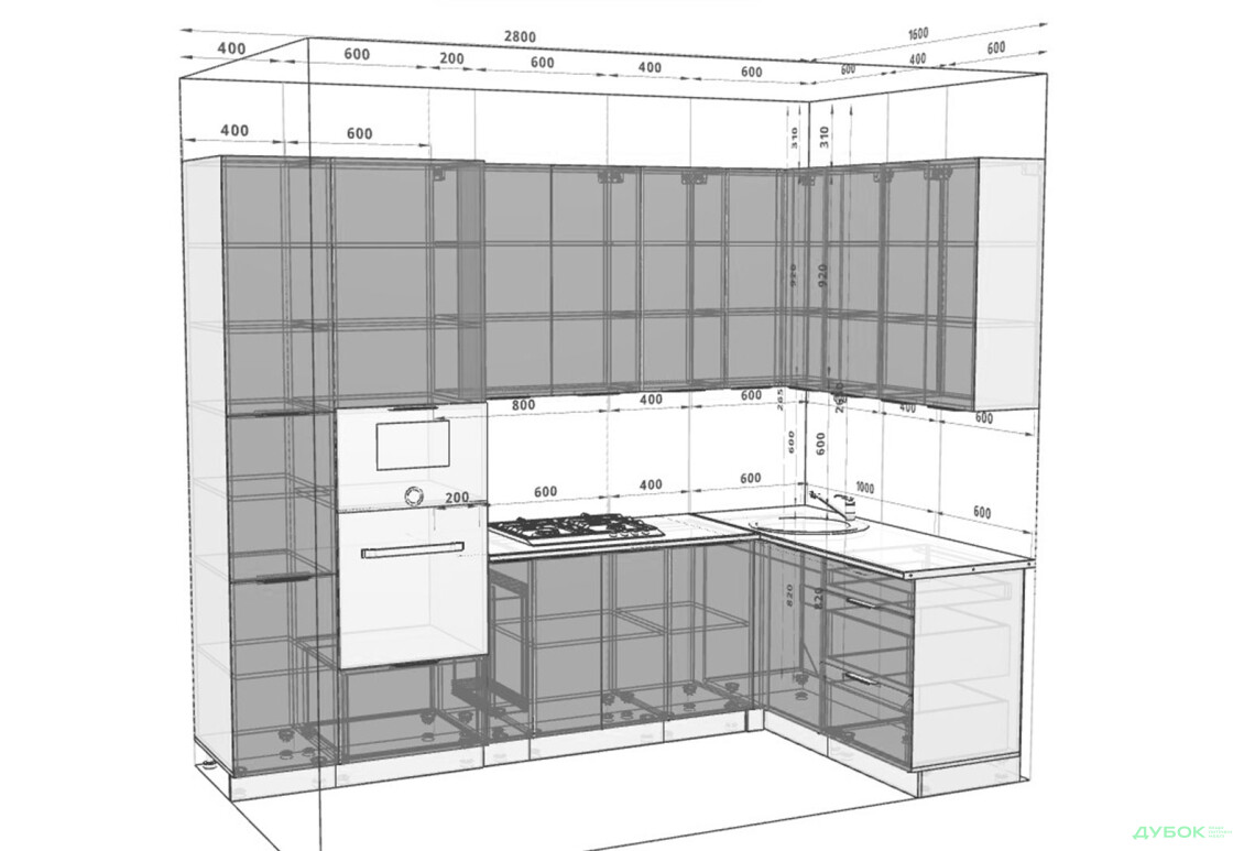Кухня VIP-master Флет Люкс 1.6х2.8, бежевий мат - Зображення 4 Зображення 4 - Кухня VIP-master Флет Люкс 1.6х2.8, бежевий мат