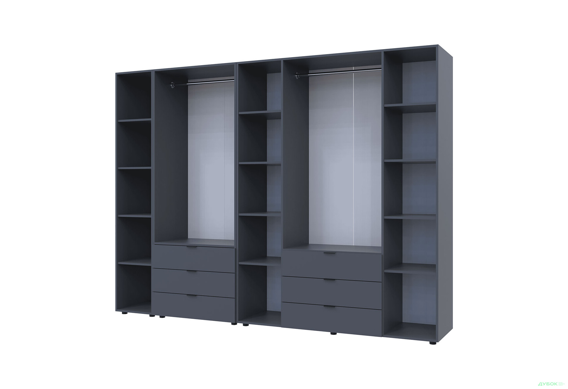 Изображение 4 - Шкаф Doros Гелар ДСП 2- и 4-дверная с ящиками и этажеркой 271 см Графит