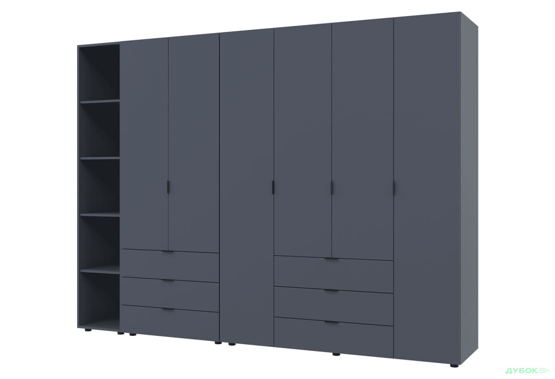 Изображение 2 - Шкаф Doros Гелар ДСП 2- и 4-дверная с ящиками и этажеркой 271 см Графит
