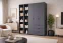 Изображение 2 - Шкаф Doros Гелар ДСП 3-дверная с 3 ящиками и 2 этажерками 192 см Графит