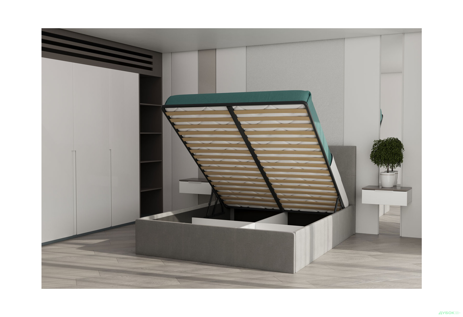 Зображення 5 - Ліжко-подіум MiroMark Лілі / Lily 180x200 підйомне з каркасом, сіре