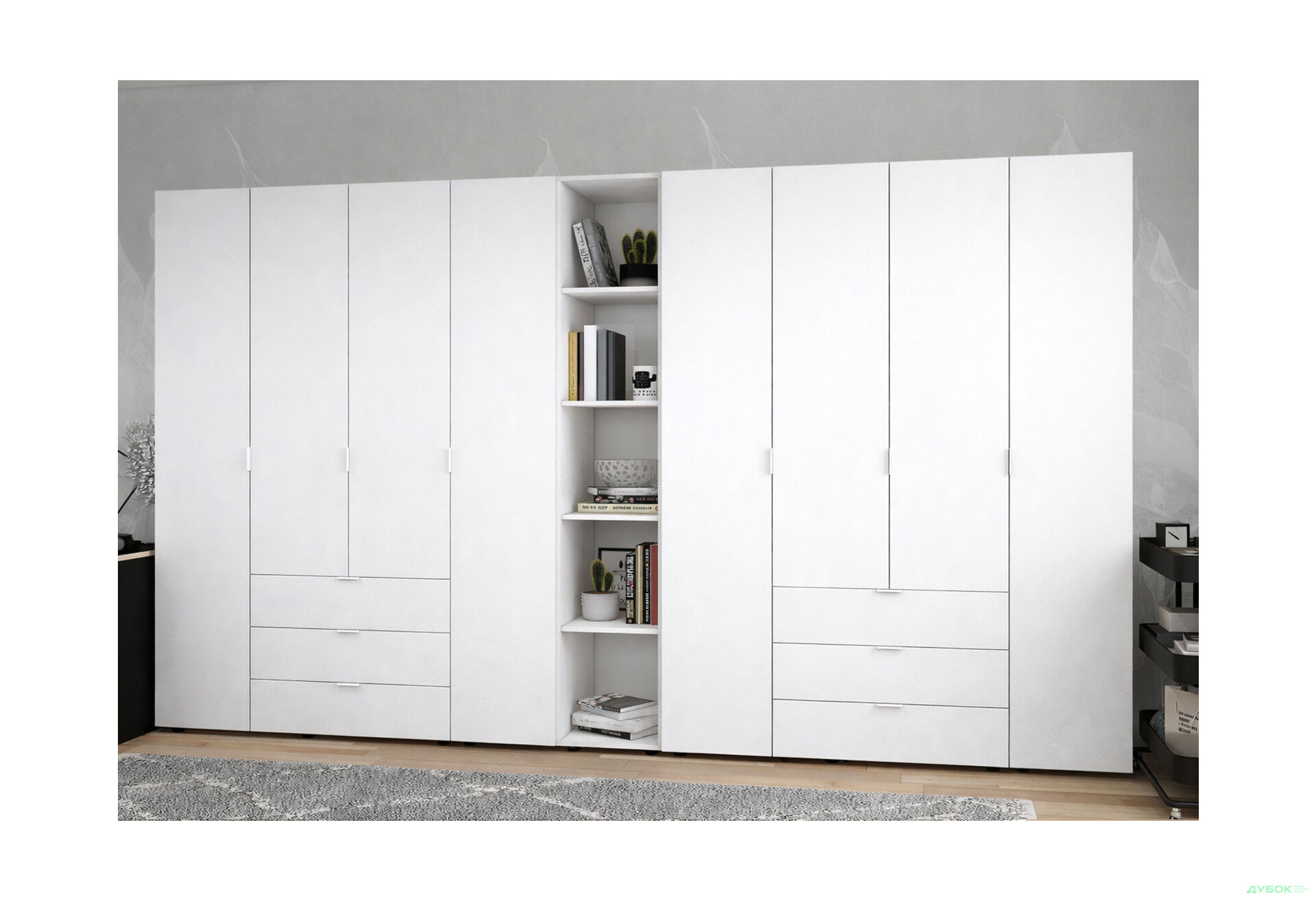 Изображение 2 - Шкаф Doros Гелар ДСП 4+4-дверная с ящиками и этажеркой 348 см Белый