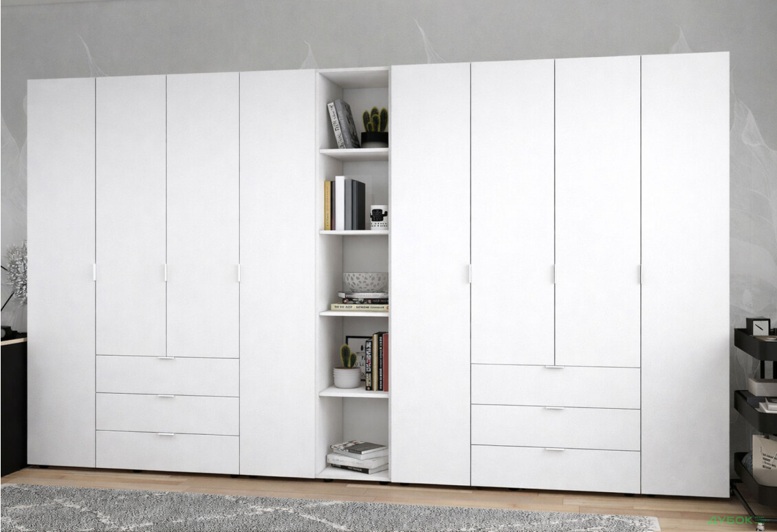 Изображение 2 - Шкаф Doros Гелар ДСП 4+4-дверная с ящиками и этажеркой 348 см Белый