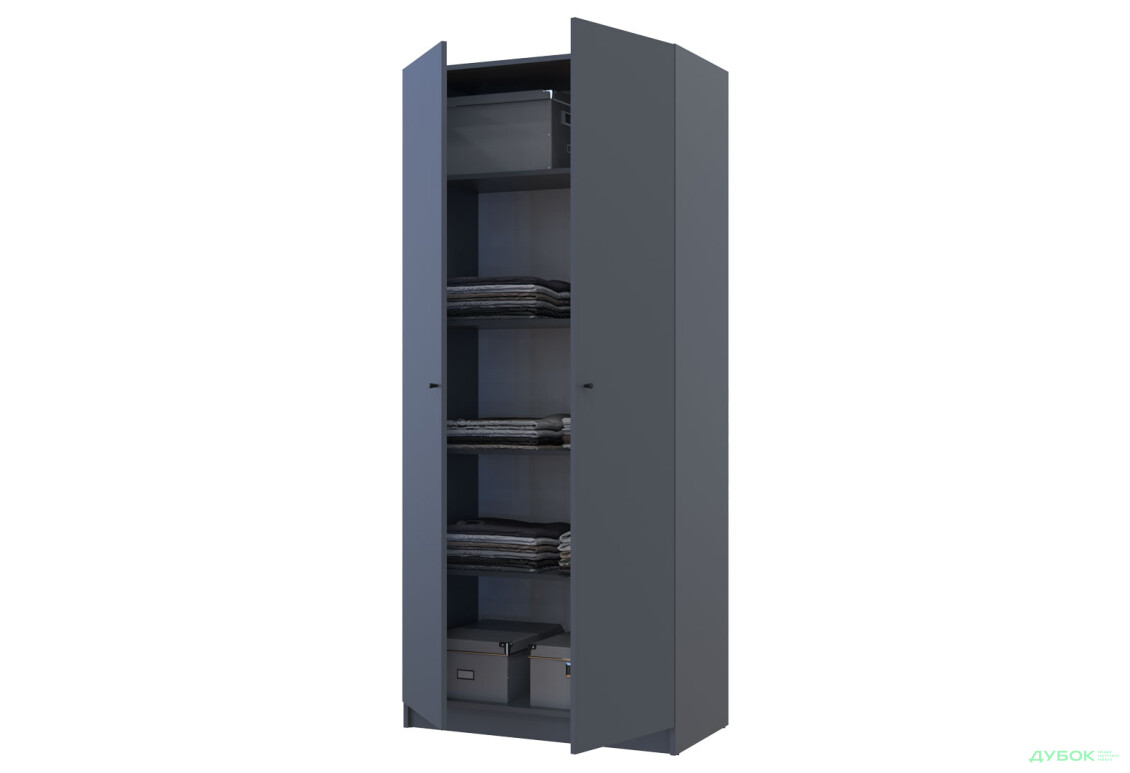 Зображення 5 - Шафа Doros Promo / Промо 2 ДСП 2-дверна з полицями 90 см Графіт