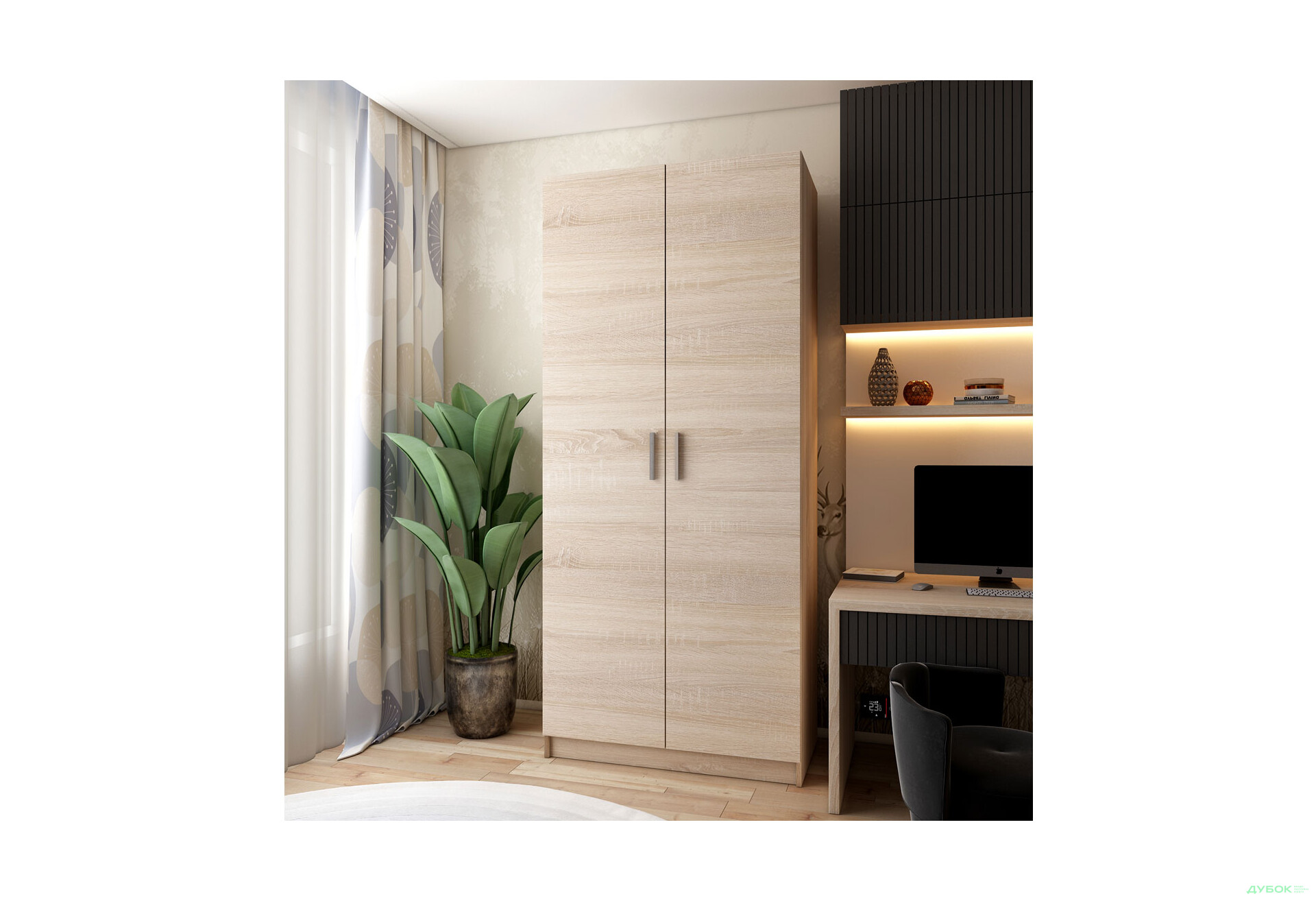 Зображення 2 - Шафа Doros Promo / Промо 2 ДСП 2-дверна з полицями 90 см Дуб Сонома