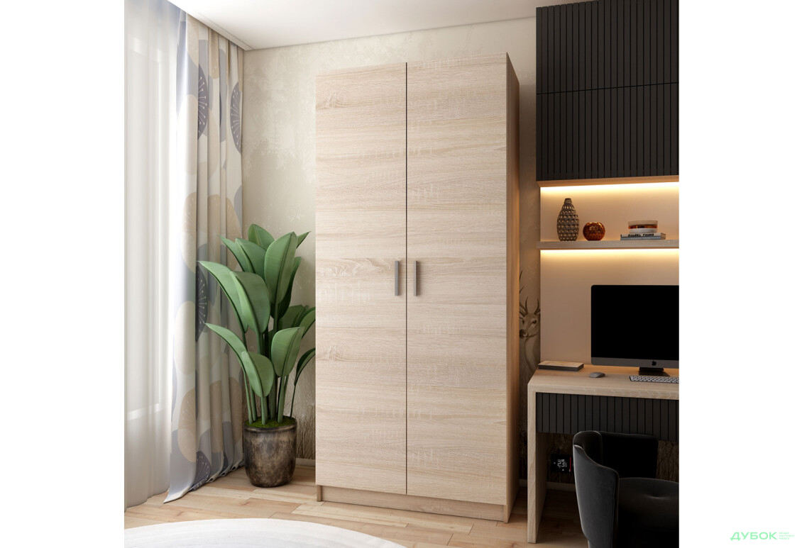 Зображення 2 - Шафа Doros Promo / Промо 2 ДСП 2-дверна з полицями 90 см Дуб Сонома