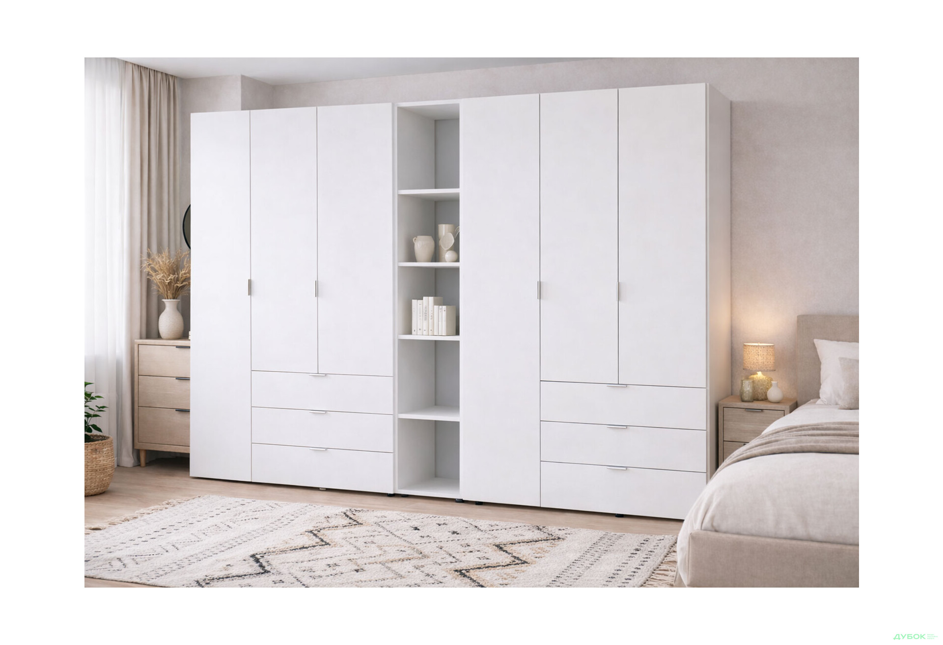 Изображение 2 - Шкаф Doros Гелар ДСП два 3-дверных с ящиками и этажеркой 271 см Белый