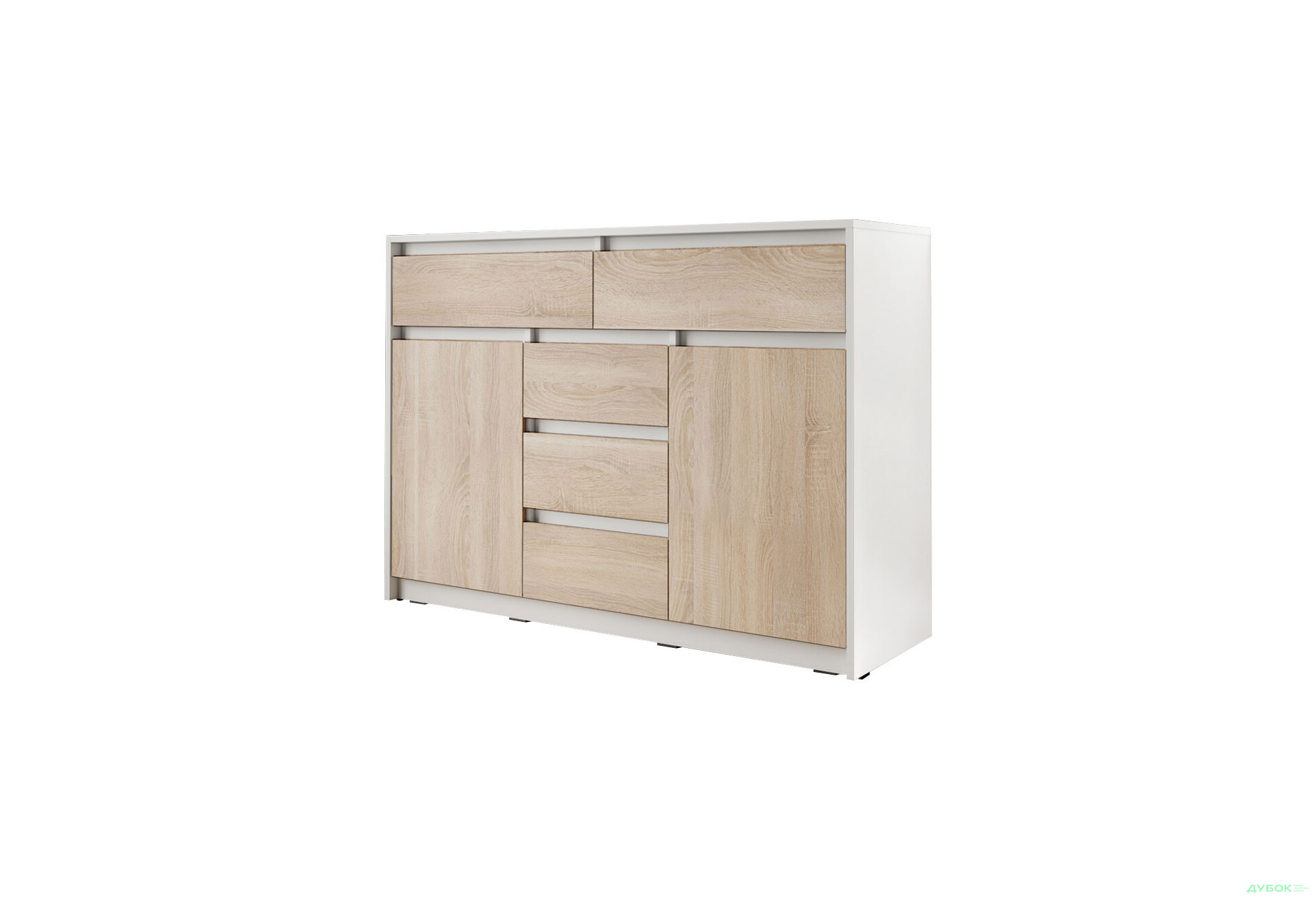 Комод Moreli Т227 з дверцятами і шухлядами 127 см білий / дуб сонома - Зображення 1 Зображення 1 - Комод Moreli Т227 з дверцятами і шухлядами 127 см білий / дуб сонома