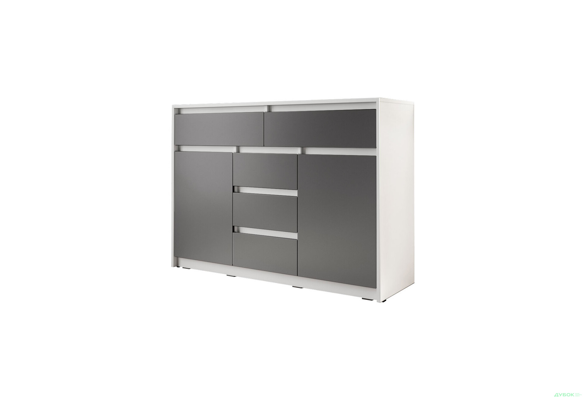 Комод Moreli Т227 з дверцятами і шухлядами 127 см білий / антрацит - Зображення 1 Зображення 1 - Комод Moreli Т227 з дверцятами і шухлядами 127 см білий / антрацит