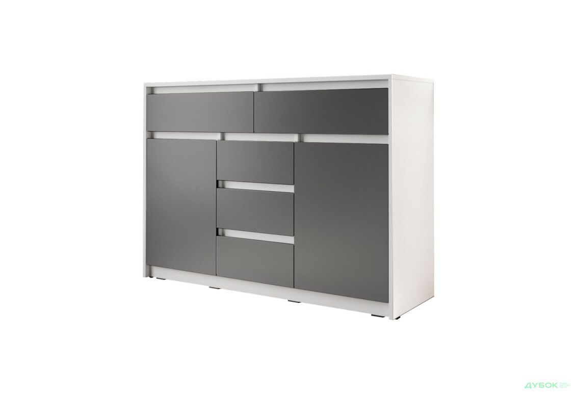 Комод Moreli Т227 з дверцятами і шухлядами 127 см білий / антрацит - Зображення 1 Зображення 1 - Комод Moreli Т227 з дверцятами і шухлядами 127 см білий / антрацит