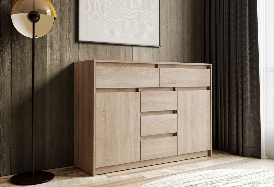 Комод Moreli Т227 з дверцятами і шухлядами 127 см дуб сонома - Зображення 2 Зображення 2 - Комод Moreli Т227 з дверцятами і шухлядами 127 см дуб сонома