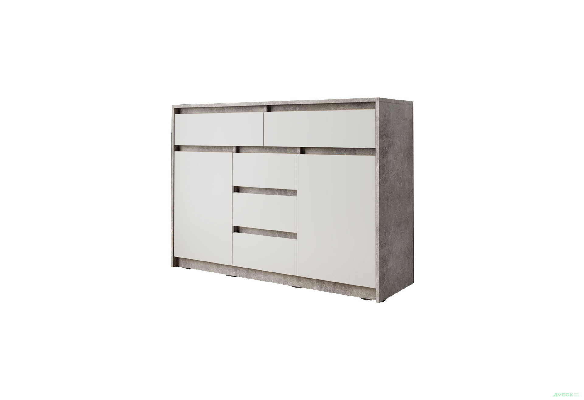 Комод Moreli Т227 з дверцятами і шухлядами 127 см бетон / білий - Зображення 1 Зображення 1 - Комод Moreli Т227 з дверцятами і шухлядами 127 см бетон / білий