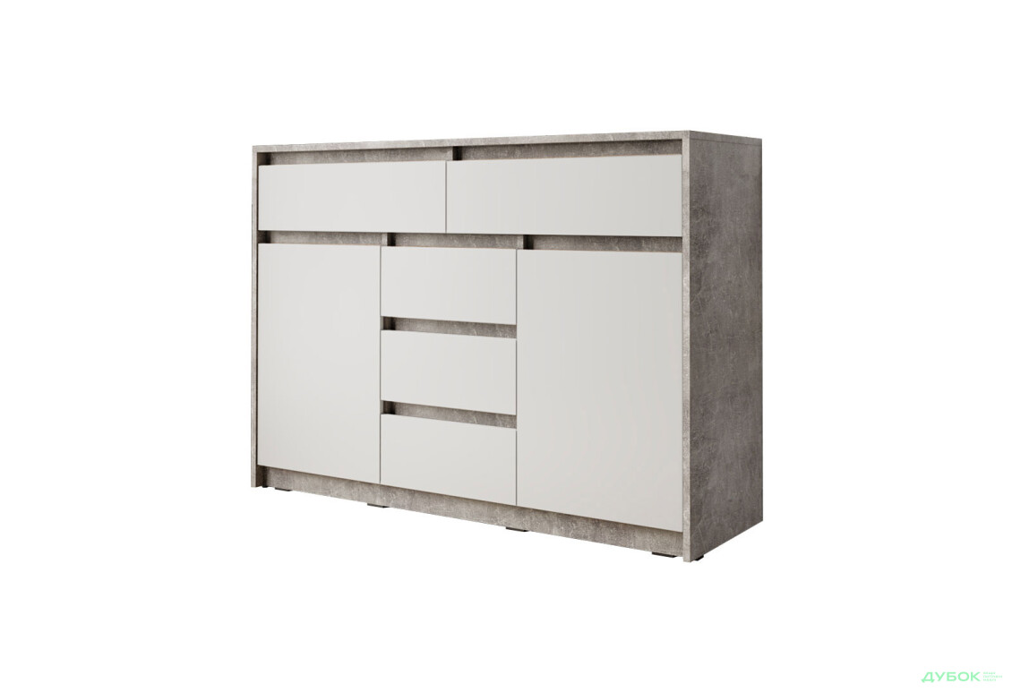 Комод Moreli Т227 з дверцятами і шухлядами 127 см бетон / білий - Зображення 1 Зображення 1 - Комод Moreli Т227 з дверцятами і шухлядами 127 см бетон / білий