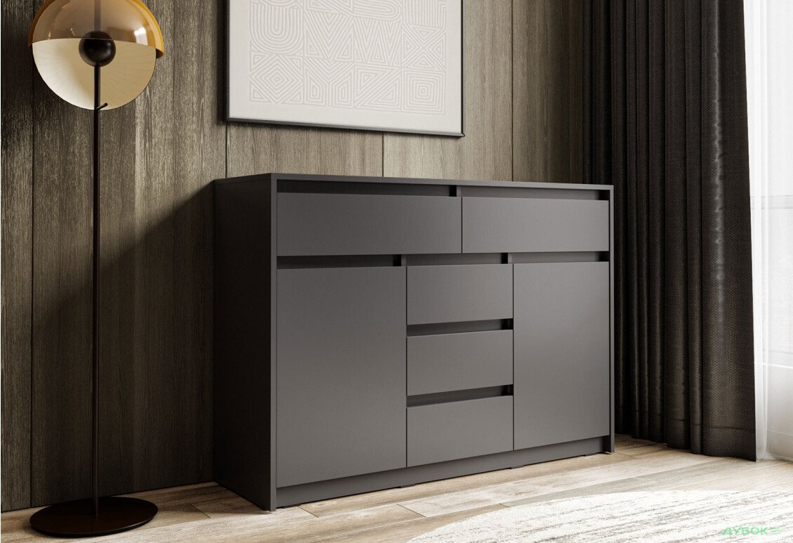 Комод Moreli Т227 з дверцятами і шухлядами 127 см антрацит - Зображення 2 Зображення 2 - Комод Moreli Т227 з дверцятами і шухлядами 127 см антрацит