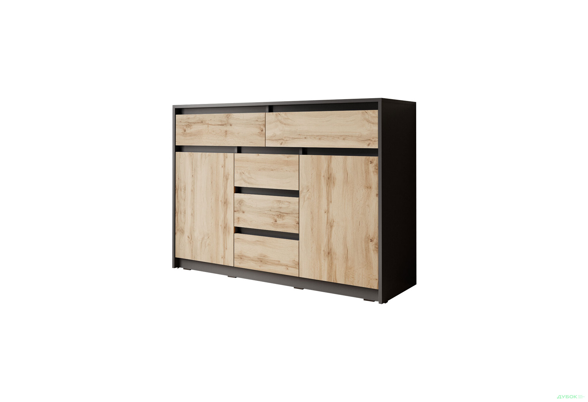 Комод Moreli Т227 с дверцами и ящиками 127 см антрацит / дуб аппалачи - Изображение 1 Изображение 1 - Комод Moreli Т227 с дверцами и ящиками 127 см антрацит / дуб аппалачи