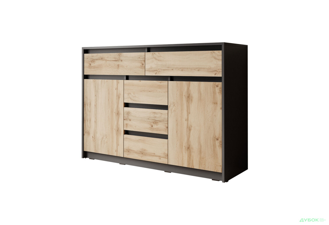 Комод Moreli Т227 с дверцами и ящиками 127 см антрацит / дуб аппалачи - Изображение 1 Изображение 1 - Комод Moreli Т227 с дверцами и ящиками 127 см антрацит / дуб аппалачи