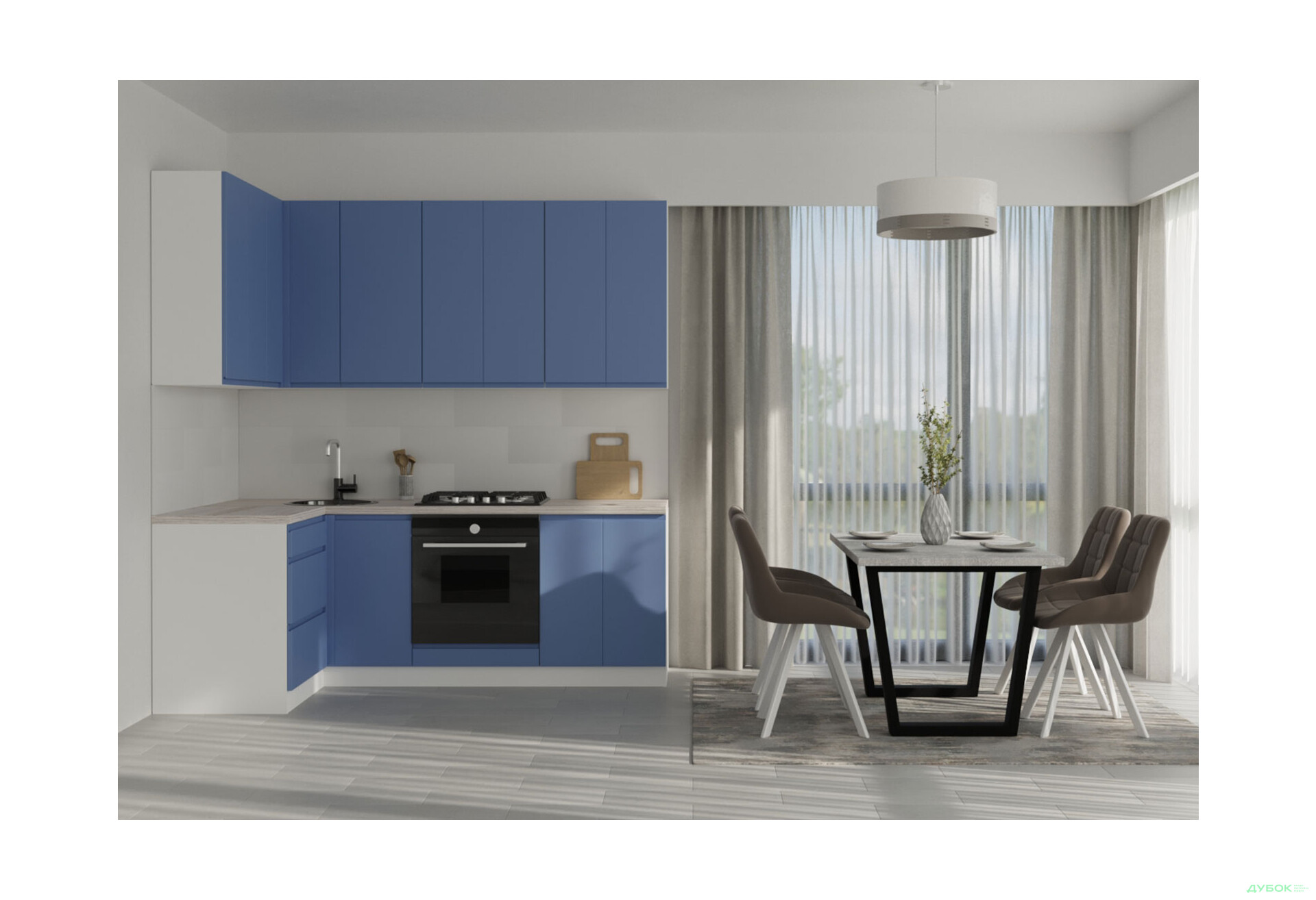 Зображення 1 - Кухня VIP-master Інтерно Люкс / Interno Luxe 2.2x1.2 м, білий / синій мат