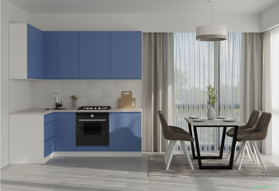 Кухня Вип-Мастер Интерно Люкс / Interno Luxe 2.2x1.2 м, белый / синий мат