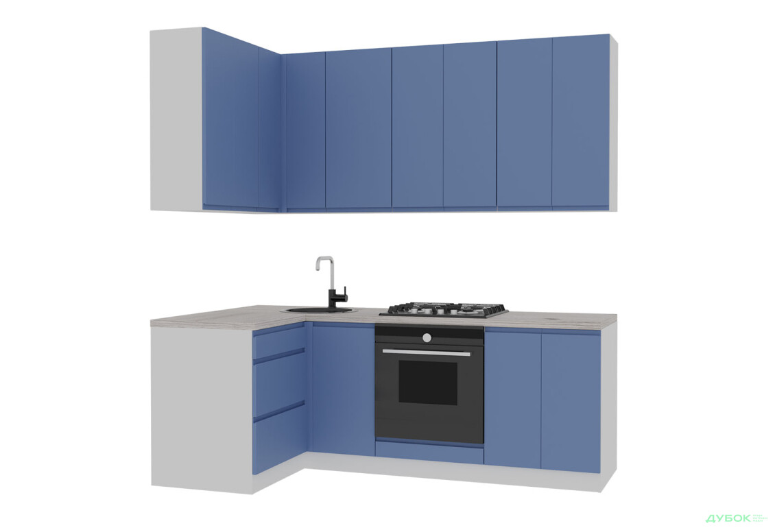 Кухня VIP-master Інтерно Люкс / Interno Luxe 2.2x1.2 м, білий / синій мат - Зображення 2 Зображення 2 - Кухня VIP-master Інтерно Люкс / Interno Luxe 2.2x1.2 м, білий / синій мат