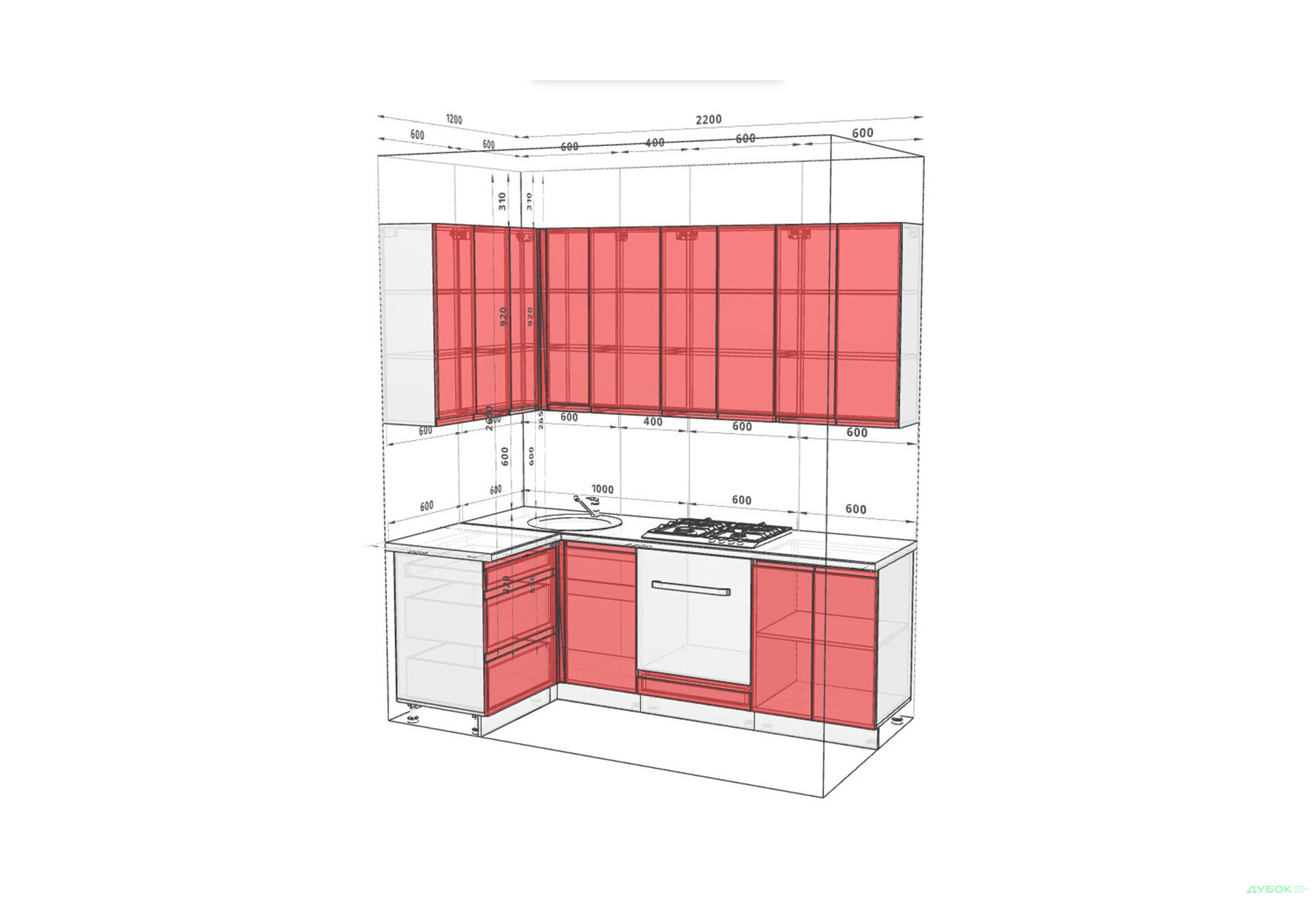 Кухня VIP-master Інтерно Люкс / Interno Luxe 2.2x1.2 м, білий / синій мат - Зображення 4 Зображення 4 - Кухня VIP-master Інтерно Люкс / Interno Luxe 2.2x1.2 м, білий / синій мат